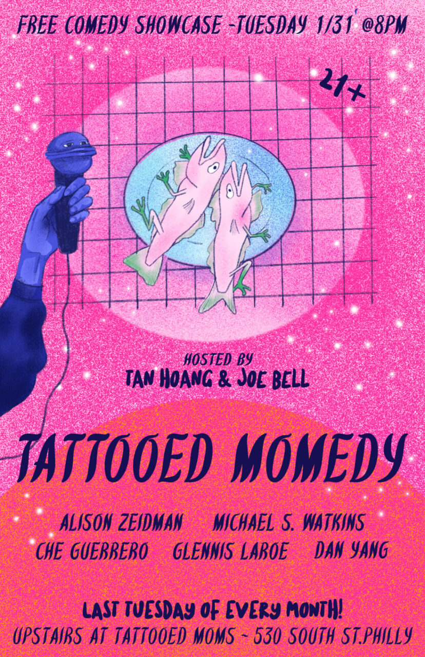 Tattooed Momedy is a monthly showcase and free comedy show! Only at Tattooed Mom!