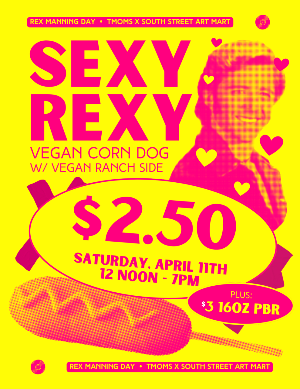 Rex Manning Day Special at TMoms // 2026 - Saturday, April 11 at 12:00 PM at Tattooed Mom in Queen Village, Philadelphia